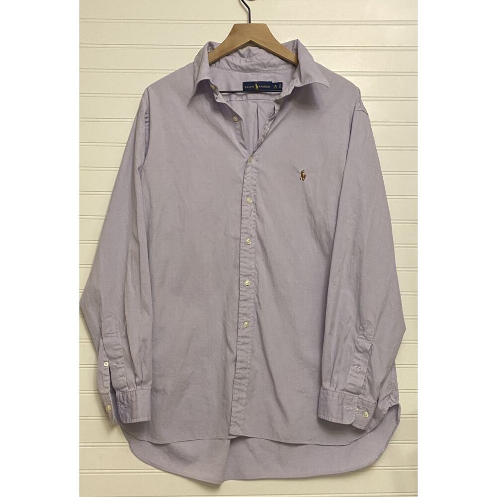Ralph Lauren Shirt Men’s 18 34-35 Cotton Long Sleeve Blue Pony Purple